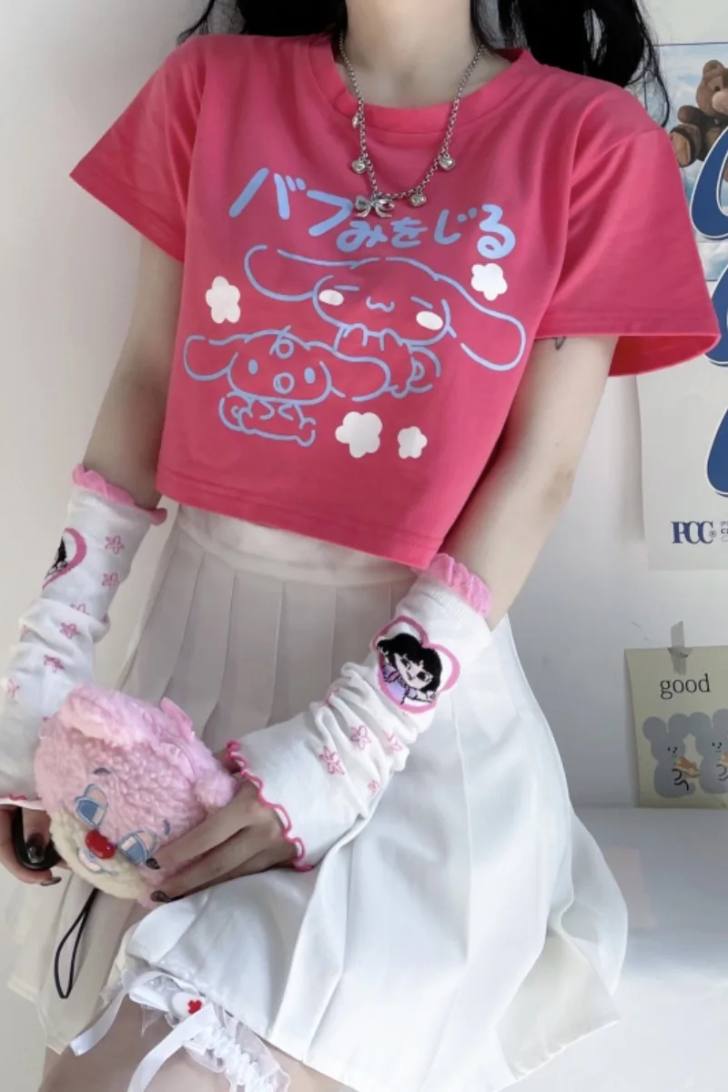 

Student short t-shirt female summer 2021 new Korean cartoon print loose short sleeve top fashion