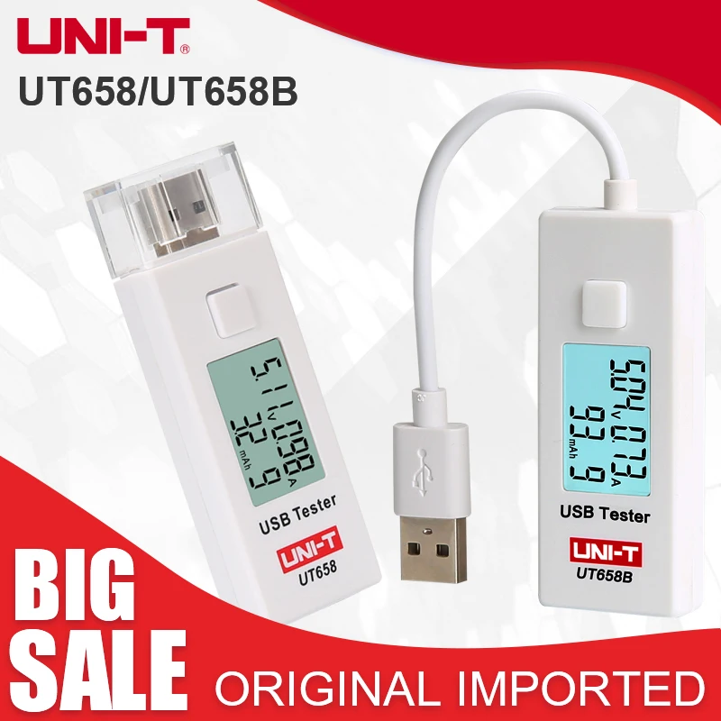 USB тестер телефонный компьютер зарядный детектор напряжения измеритель тока Емкость монитор постоянного тока цифровой вольтметр UNI-T UT658/UT658B