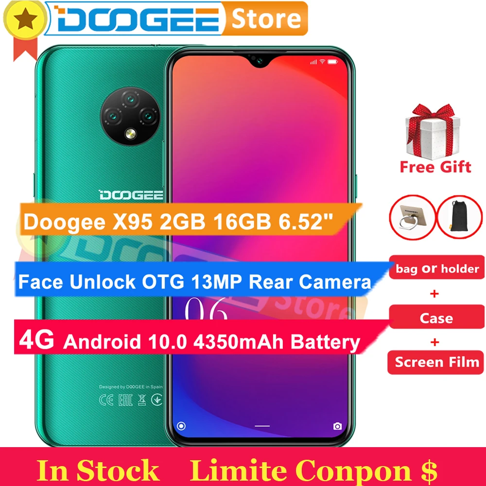 Смартфон DOOGEE X95 Android 10 0 2 + 16 ГБ камера 5 Мп 13 МП экран 6 52 дюйма 19 5: 9 технология OTG 4350