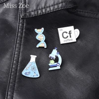 dna microbiology enamel pin flask coffee cup microscope brooches metal badge for hat bags chemical physics teacher memorial gift