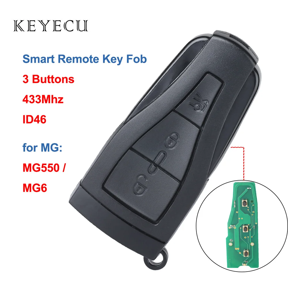 Запасной умный телефон Keyecu 3 кнопки 434 МГц с чипом ID46 для MG MG550 MG6|Ключ от авто| |