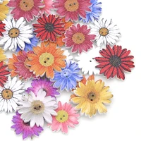 50100200 pcs wooden flower buttons 2 holes 25mm chrysanthemum shape mixed button scrapbooking sewing accessories diy craft