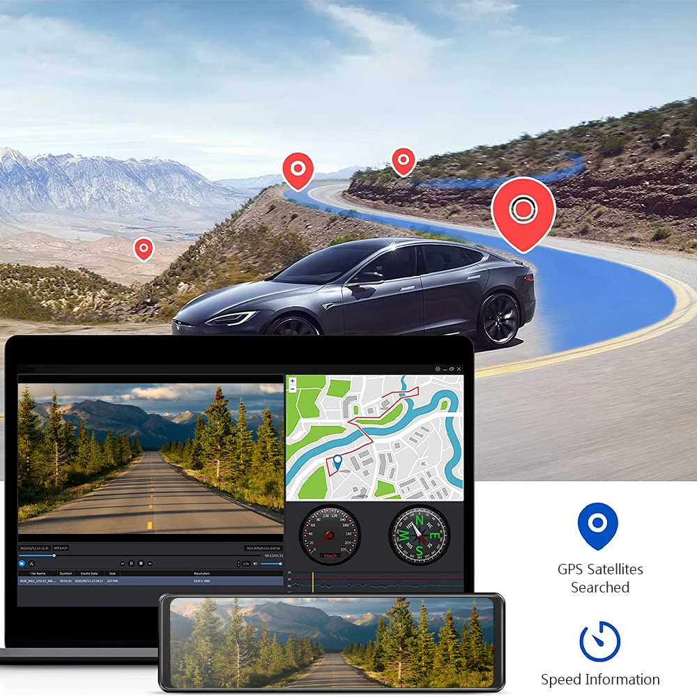 4K Автомобильное зеркало заднего вида с GPS WiFi Автомобильный регистратор 2160P Ultra HD