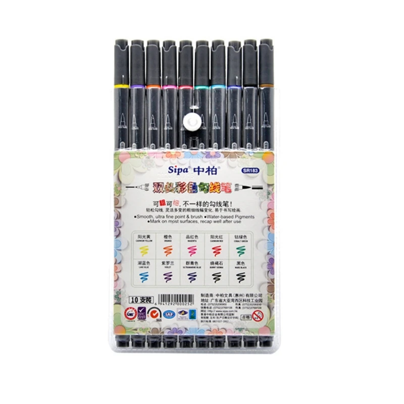 

10 Colors Double-end Markers Pen Premium Colored Dual Tip Markers Brush Pen for Journaling Sketching Scrapbooking Poster