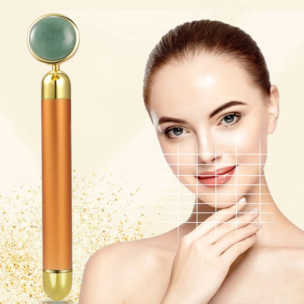 24K beauty Bar V лицо артефакт подтяжка лица палка для массажа лица нефритовый роликовый лицевой спа-массаж для тела