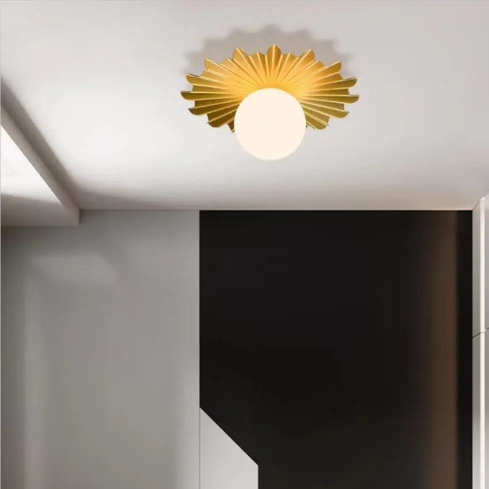 

Matte Gold Home Ceiling Lights White Glass G9 Aisle Stair Balcony Ceiling Lamp Bedroom Lighting Fixtures Atmosphere Round