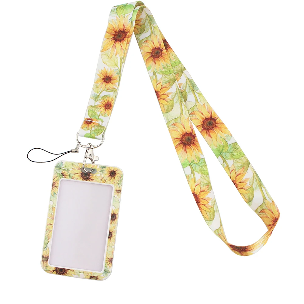

JF0121 Sunflower New Fashion ID Badge Case Lanyard Bank Credit Card Holder ID Badge Holder Accessories School Office Supplies