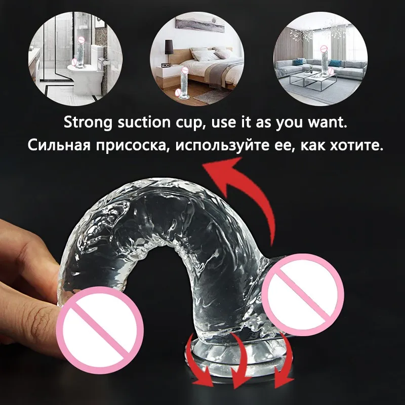 Мягкий желеобразный фаллоимитатор реалистичный мастурбатор пенис оргазм