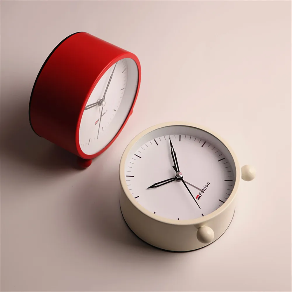 Круглый металлический корпус будильник простой ночсветильник бесшумные