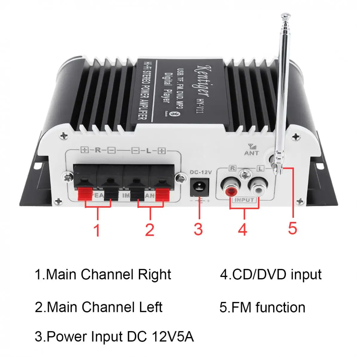 2 канальный Hi Fi Bluetooth автомобильный усилитель 12 в сабвуфер аудио мощности FM радио