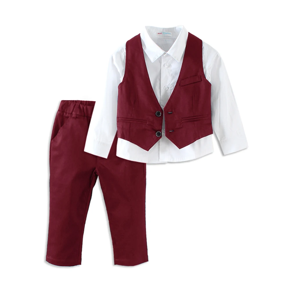 

LittleSpring Toddler Boys Wedding Suits Tuxedo Formal Turn-down Collar 3 Pcs