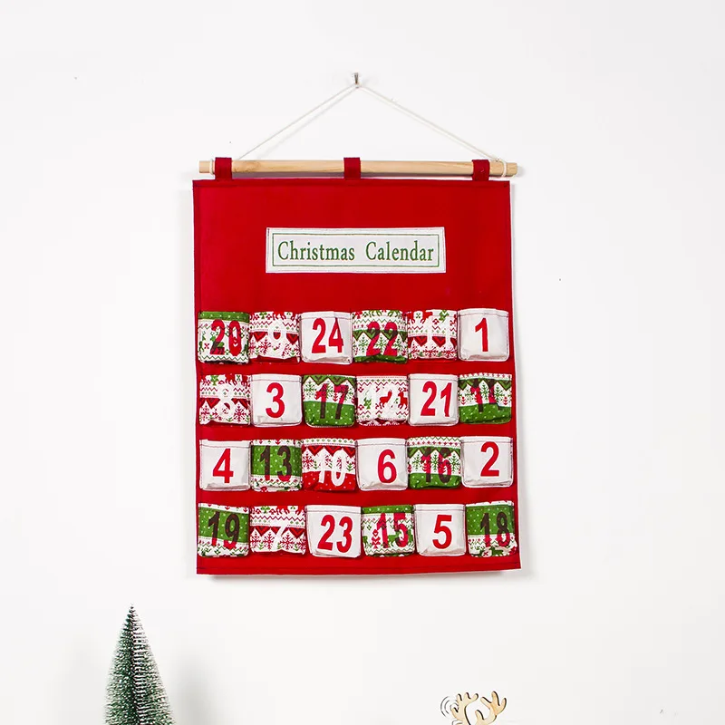 Christmas Wooden Cloth Calendar Tree Decorations for Home with Pockets New Year 2020 Navidad Noel Party Decor | Дом и сад