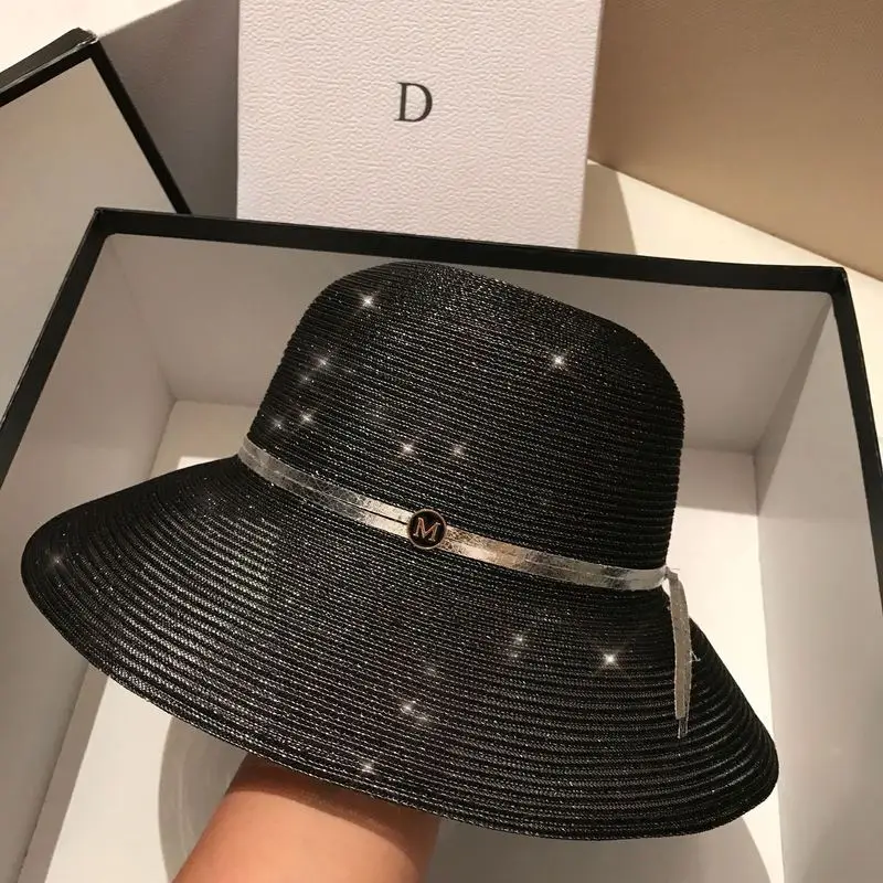 Ветрозащитная черная шляпа с широкими полями серебристая пряжа моющаяся