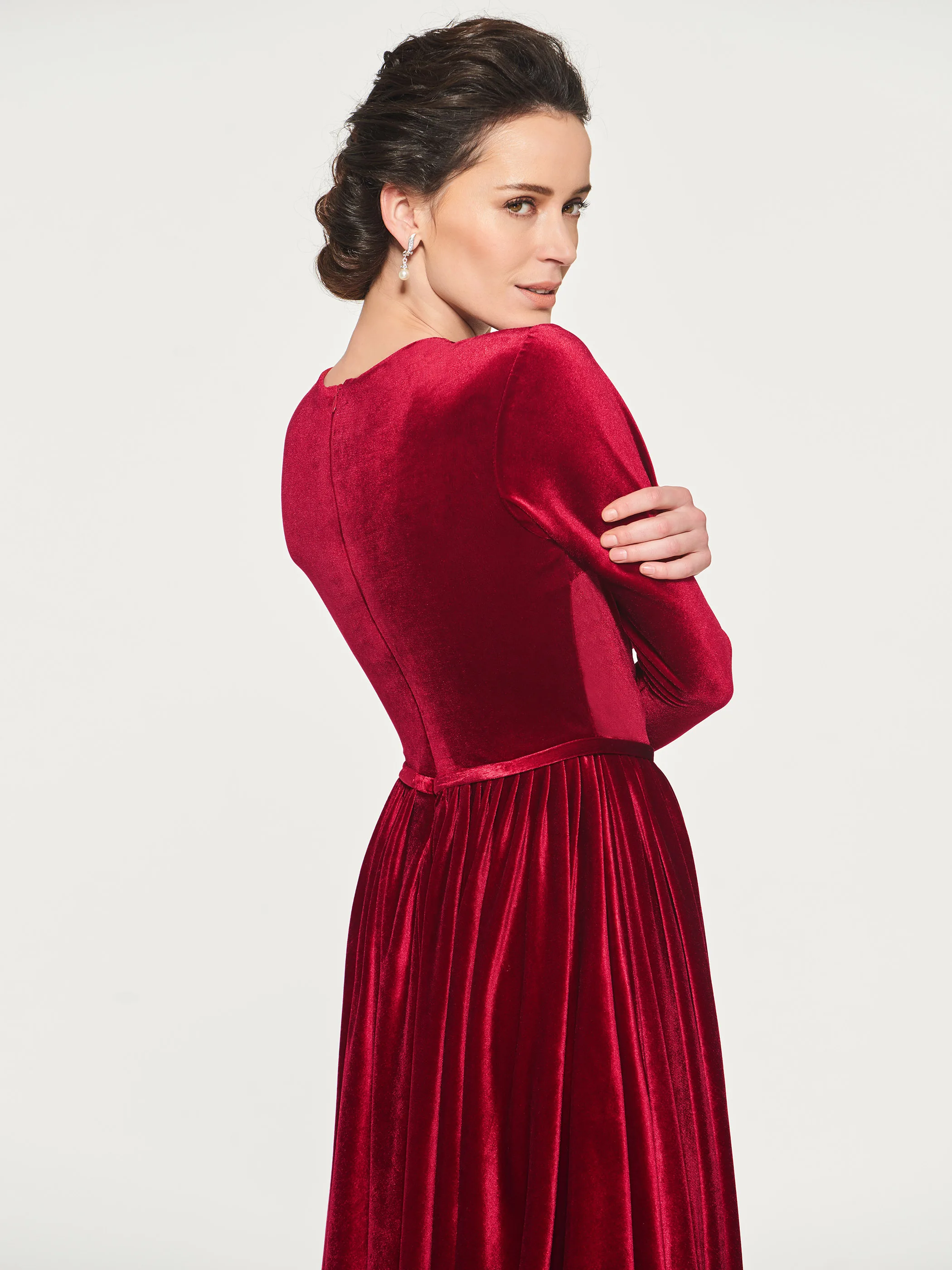 

Velvet Cocktail Dresses 2020 Scoop Neck Zipper-up Sashes Tea-Length A Line Dress Women Party Customized Short Cocktail Dress