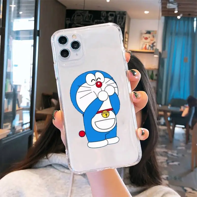 

Japanese anime Doraemon Phone Case Transparent for iPhone 6 7 8 11 12 s mini pro X XS XR MAX Plus se cover funda shell