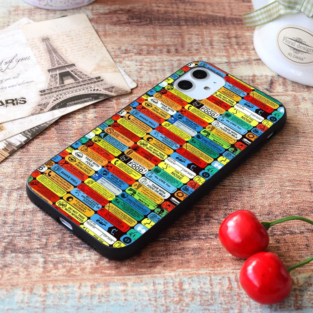 

For iPhone Pharmacy labels Soft TPU Border Apple iPhone Case