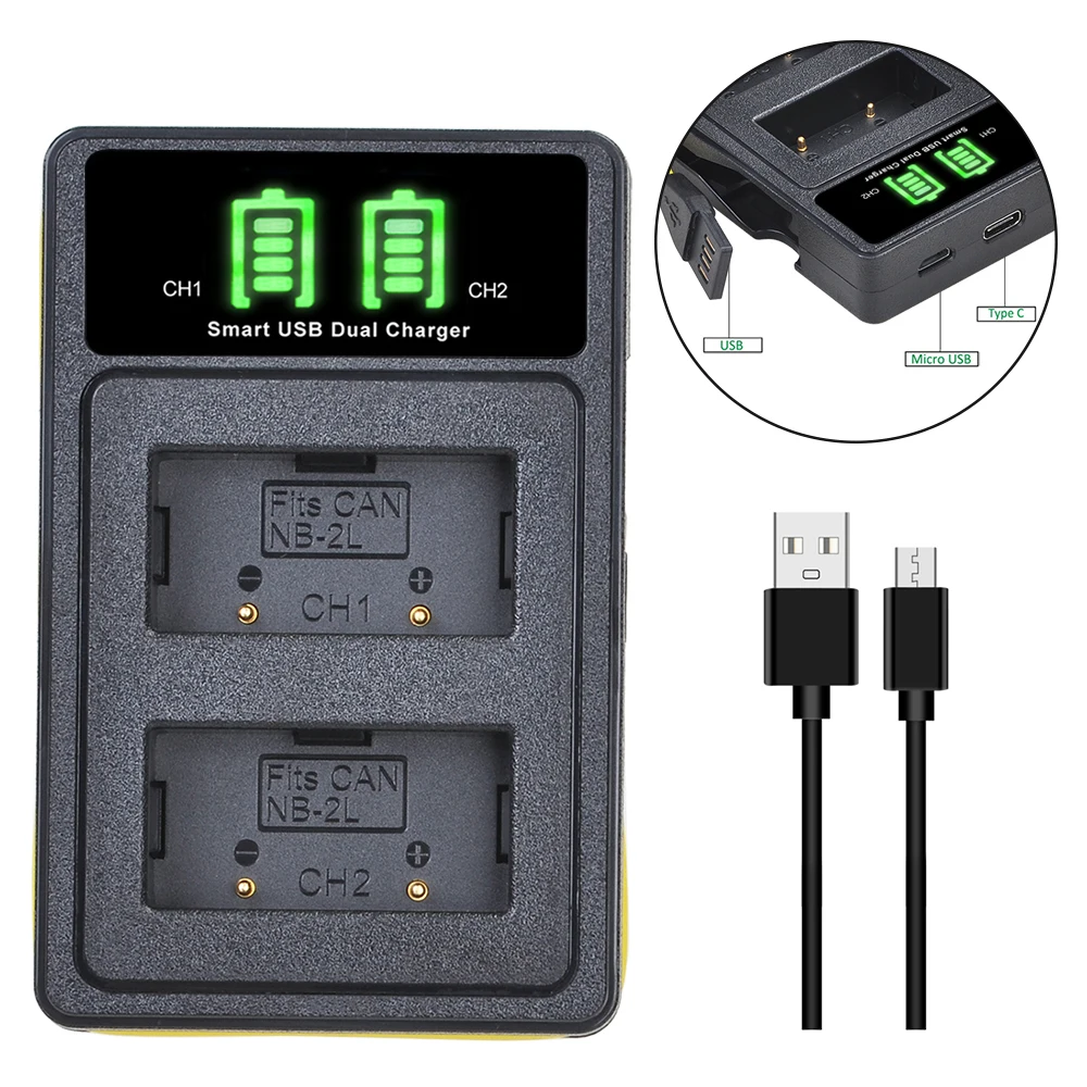 Внешняя аккумуляторная батарея 2x1100 мАч и зарядное устройство USB с портом Type C для