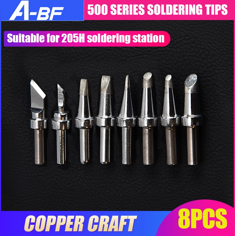 A-BF, серия 500, ПАЯЛЬНЫЕ НАКОНЕЧНИКИ, 8 шт., для паяльной станции 205 H, медное ремесло, устойчивые к окислению и коррозии