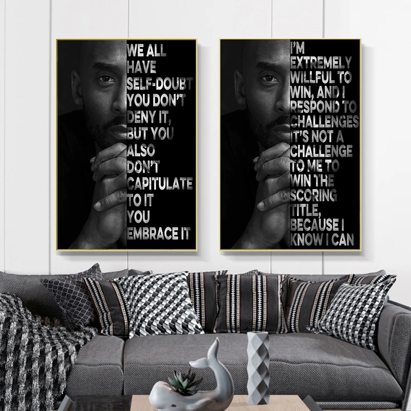 

Basketball Black White Inspirational Quotes Canvas Painting Poster and Prints Cuadros Wall Art Pictures for Living Room Decor