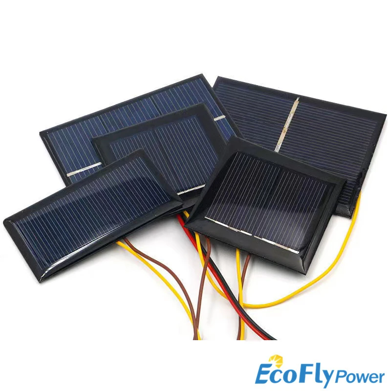 Epoxy Mini Solar Panel 1w 2w 3w 4w 5v 6v 7v Sunlight Charge Power Bank Battery With 1m Cable Mono or Polycrystalline