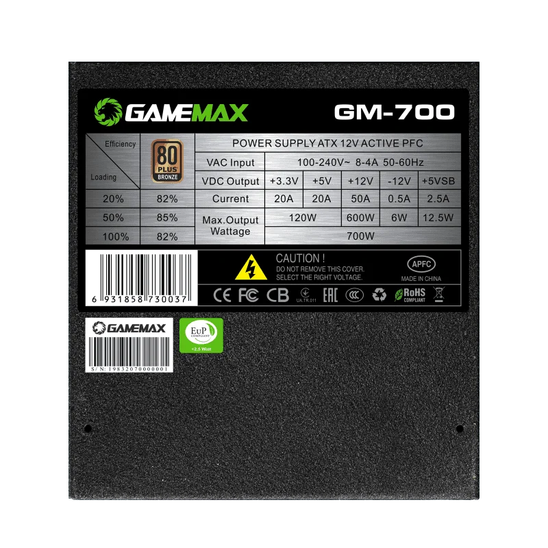 Gamemax Питание 600W 80 + бронза полу модульный GM 700 PSU PFC бесшумный вентилятор блок