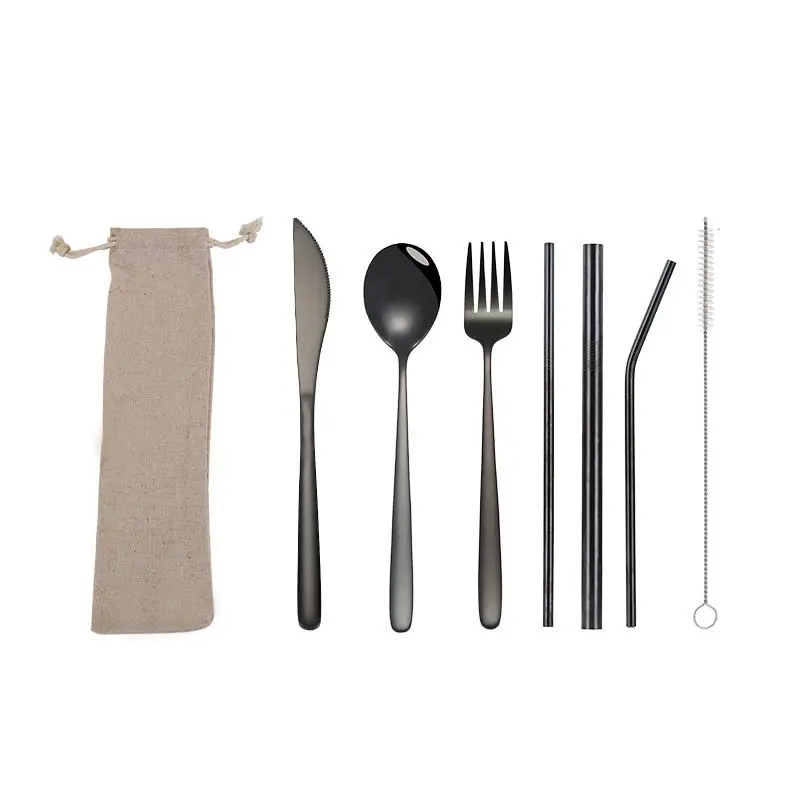 Портативные столовые приборы вилка ложка набор щеточек из нержавеющей стали