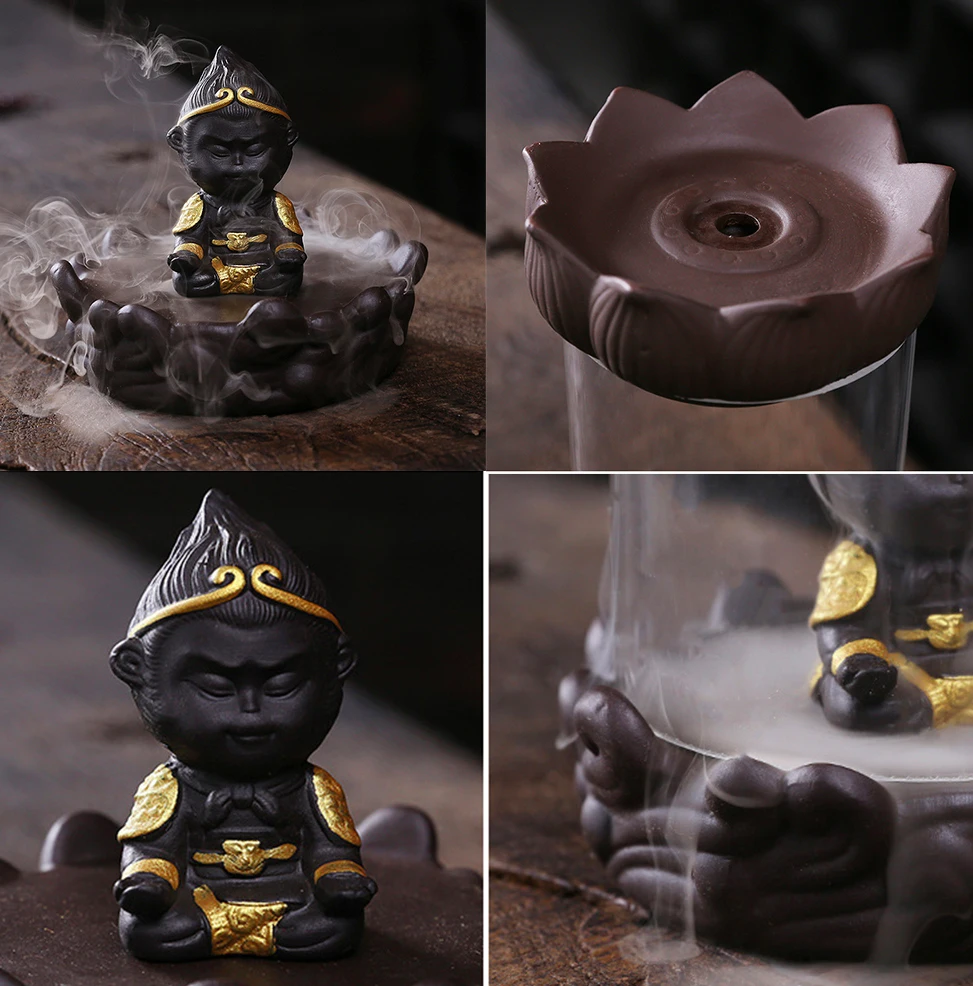 Подставка для благовоний Sun Wukong из фиолетовой глины ароматизатор Водопад с 20