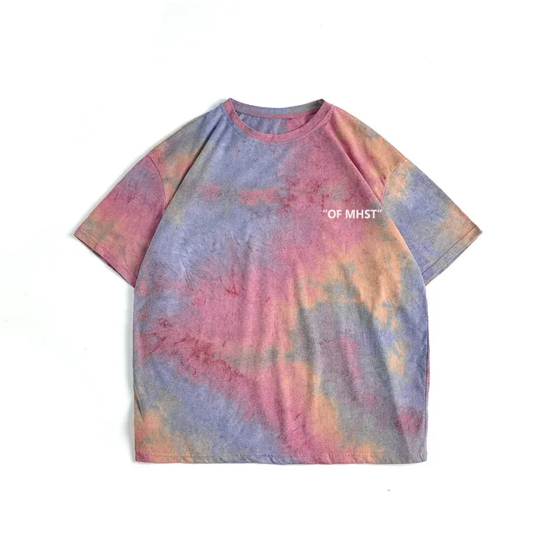 

Summer Tie-Dyed Short-Sleeved T-shirt Men's Gradient Fashion Brand Hip Hop Trend Loose Harajuku Style Half Sleeve