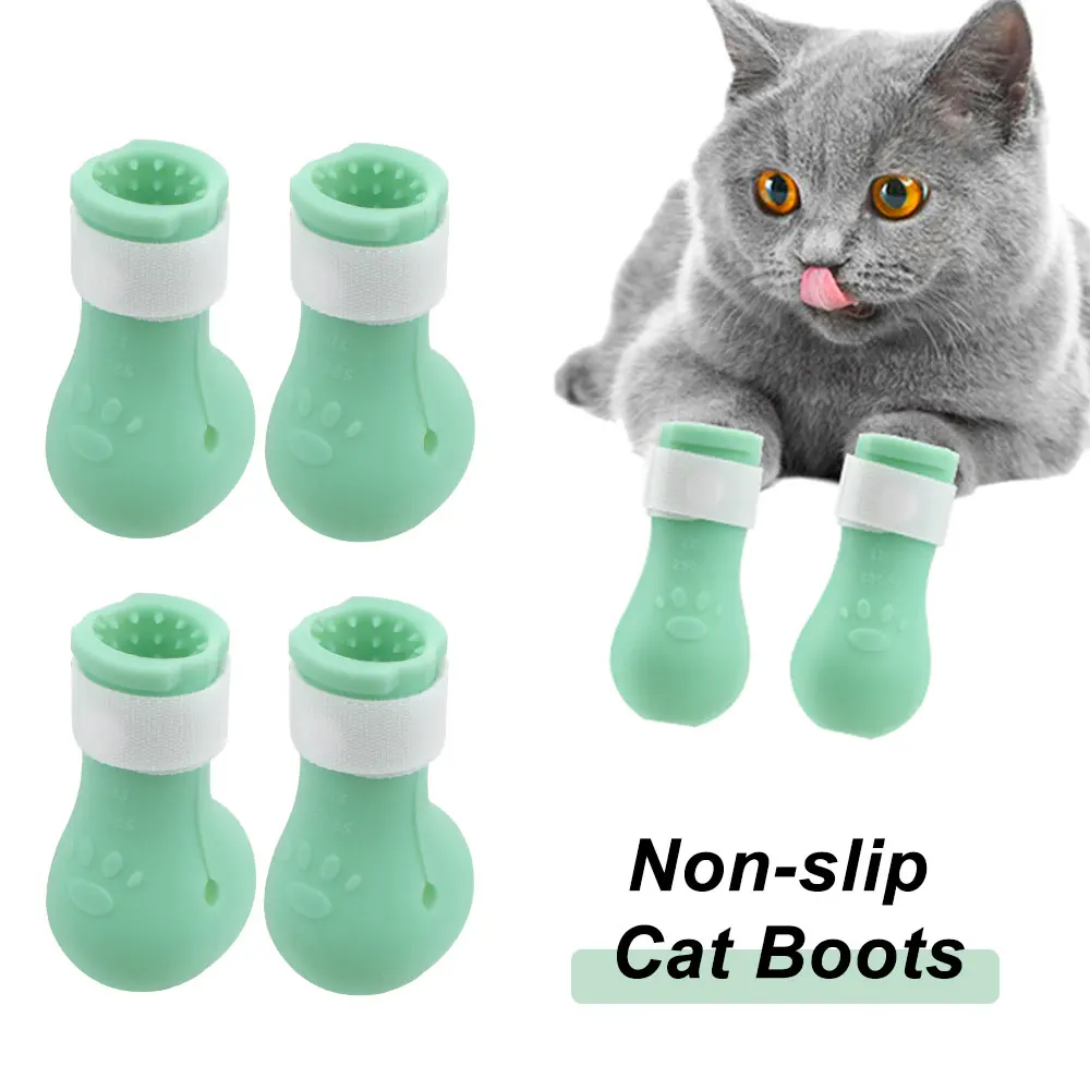 

Anti-Scratch Pet Shoes for Kitten Bota Cat Washing Non-slip bath cat boots soft Silica Gel Pet Supplies Outdoor cat Accessories
