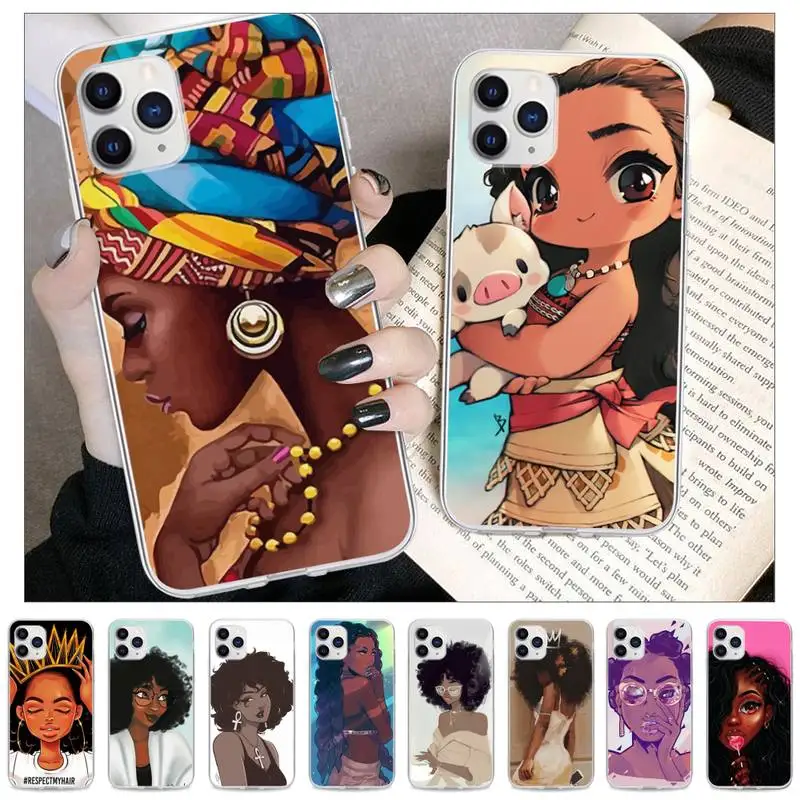 

Beautiful Afro Girls Transparent Phone Case Cover For IPhone 12 11 Pro Max Xs X Xr 7 8 6 6s Plus 5 5s Se 2020
