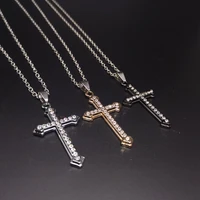 fashion womens cross pendant gold black tibetan silver crystal christ jesus cross necklace jewelry wholesale for men and women