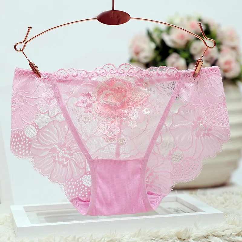 0075 Pink Сексуальные кружевные трусики с цветочным принтом, прозрачное нижнее белье, сексуальное женское белье, стринги и стринги, тянущиеся трусы, сексуальные трусы-шорты для женщин - Цвет: 0075 Pink