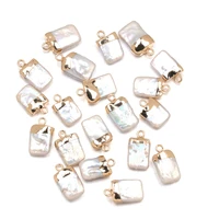 natural freshwater pearl pendants square shape charms pendants for jewelry making diy necklaces bracelet earrings accessories