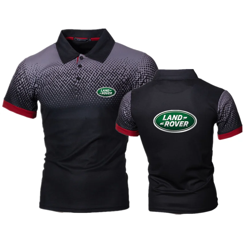 

2021 Summer Land Rover Car Logo Men's Polo T-shirt Gradient 3D Printing Europe American Lapel Men's Polo Shirt Asian Size M 4XL