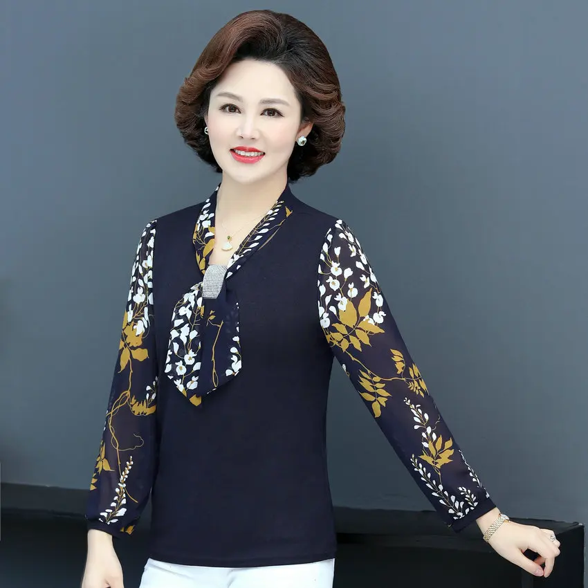 Женские блузки красного темно-синего цвета из 2 предметов весенне-осенние