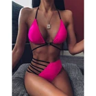 Женский леопардовый купальник-бикини с высокой талией и вырезами