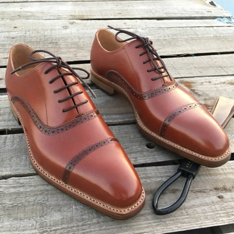 

Sipriks Luxury Brand Mens Goodyear Welted Shoes Italian Handmade Calf Leather Oxfords Patina Cap-toe Church Shoes Lacing Gents