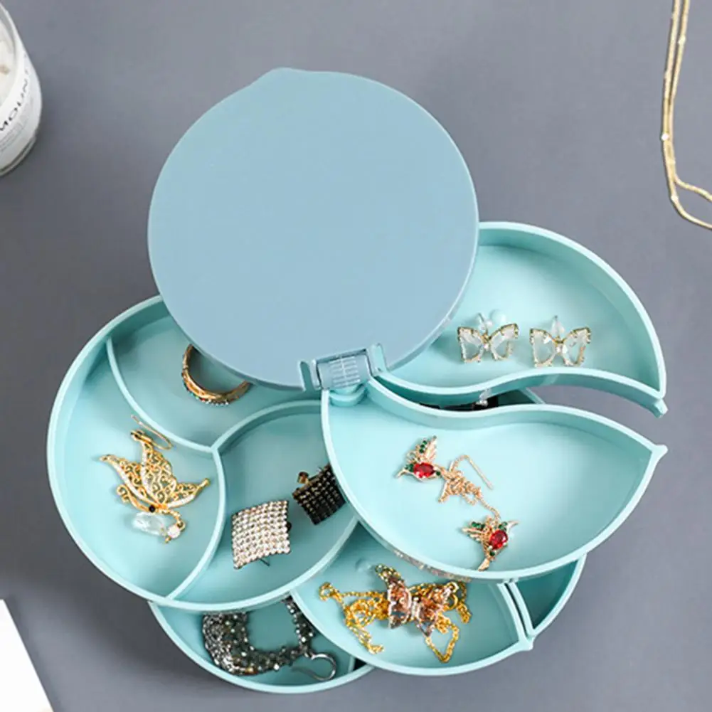 

2020 New Jewelry Boxs Creative 4 Layers Rotatable Plastic Jewelry Container Case Earring Ring Multi-Function Jewelry Storage Box