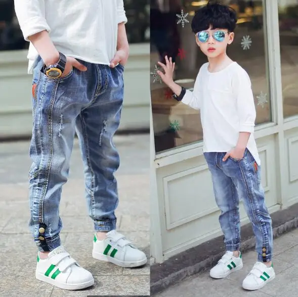 Детские джинсы одежда для мальчиков на весну и осень детские джинсовые штаны