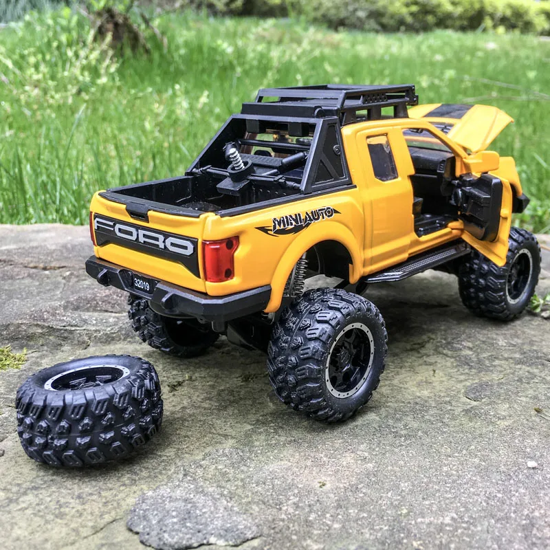 Cool 1:32 Electric Flashing F150 Die-cast Car Models Big Foot Ford Raptor Pick up SUV Truck Metal Cars Toys for Children | Игрушки и
