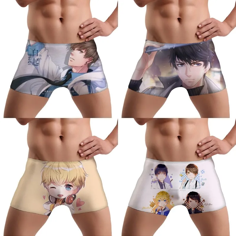 Мужское нижнее белье с принтом аниме Любовь и продюсер Bai Qi Короткие трусы