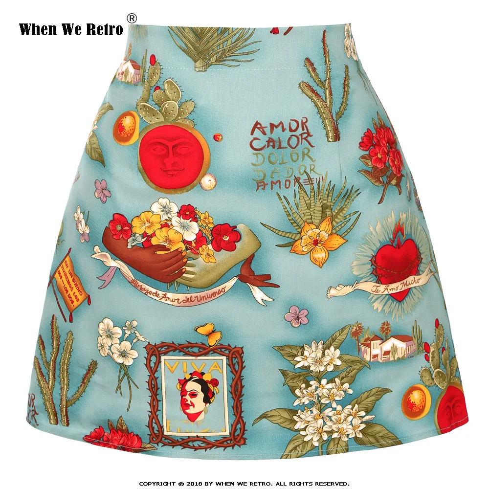 Винтажная хлопковая юбка в стиле ретро Женская с цветочным принтом мини