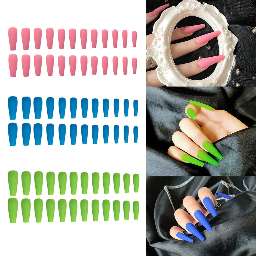 20 шт./компл. Популярные матовые/глянцевые накладные ногти с полным покрытием