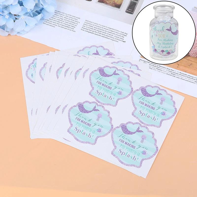 40pcs/pack Party Favors Mermaid Birthday Decorations Thank You Sea Shell Label Sticker | Дом и сад