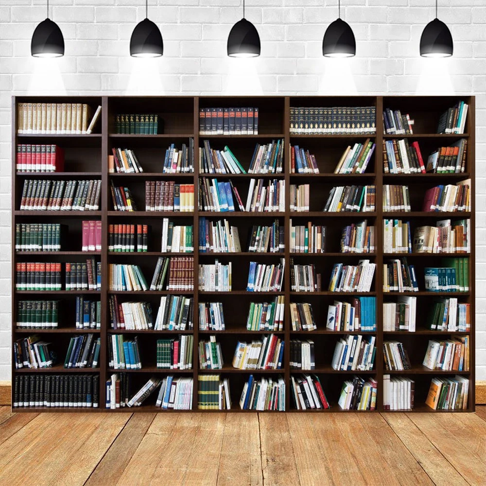 Винтажный фон для студийной фотосъемки с изображением книжной полки - купить по