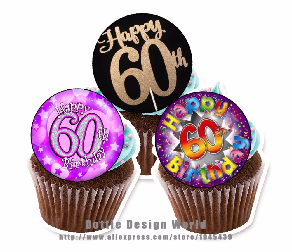 24 60th день рождения съедобный торт фигурки жениха и невесты Вафли риса Бумага