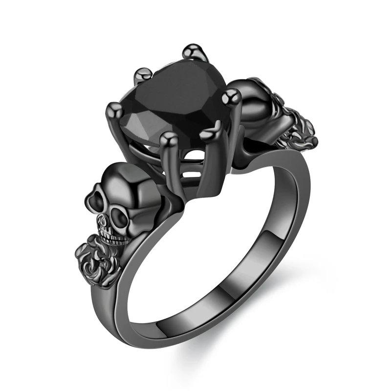 Винтажные готические кольца с черепом и розой для женщин девушек модное
