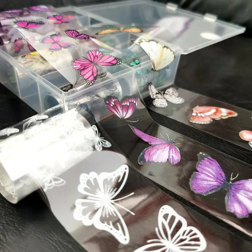 1 Box Butterfly Nail Art Sticker Flower Transfer Starry Sky Paper Colorful Nail Transfer Foils Fo Girls Fingernails And Toenails