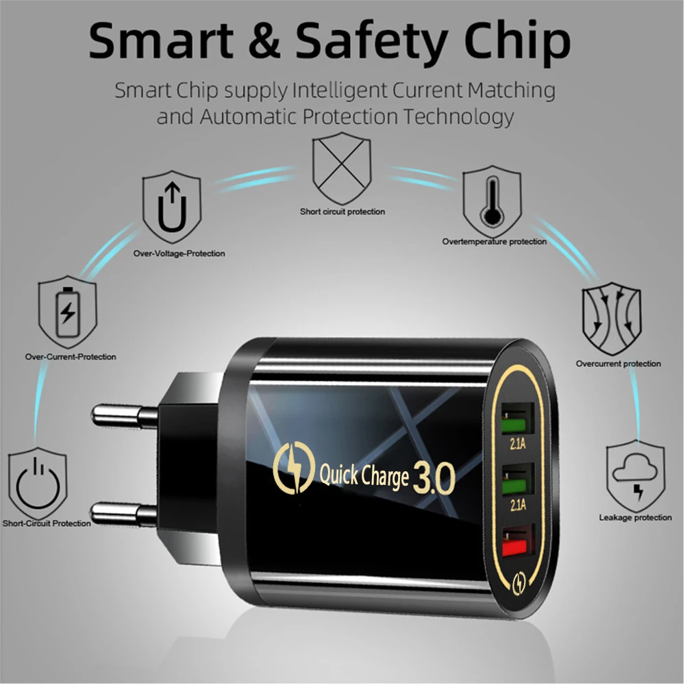 Быстрое зарядное устройство QC 3,0 USB зарядное устройство EU/US 5 V/3A для iphone 6 7 8 11 X huawei samsung Redmi Xiaomi зарядное устройство для мобильного телефона