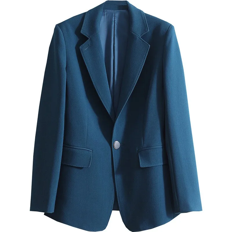 

High Quality Office Ladies Blazer Slim Fit One Button Women Suit Jacket Slim Fit Business Work Suits Outwear Coat Blue Blazers